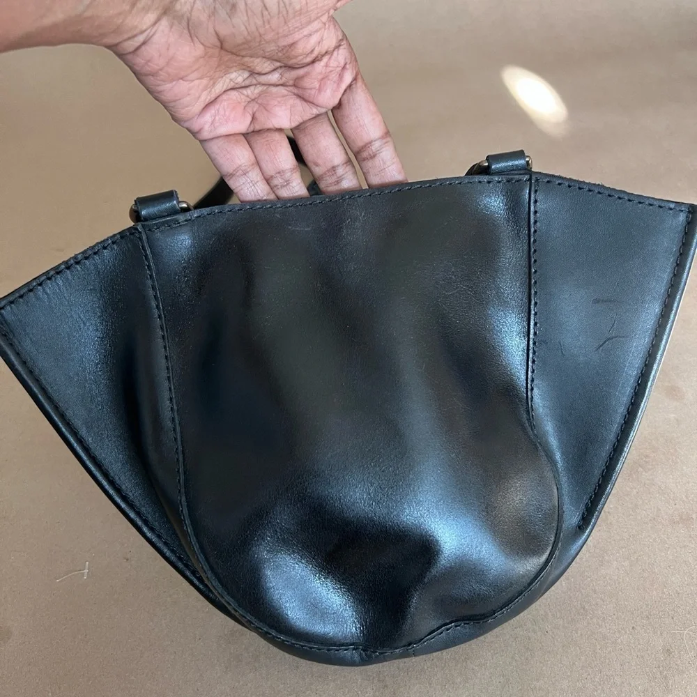 ABLE Cecilia Crossbody Bag Black Genuine Leather Adjustable Strap Retails $168